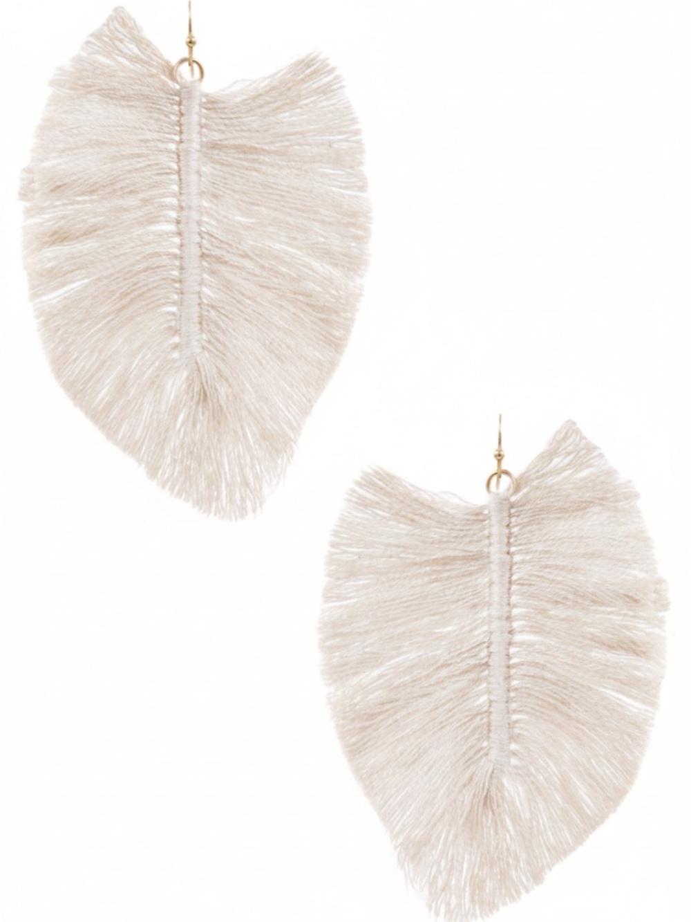 Womens‎ Fringe White Cotton Leaf Earring